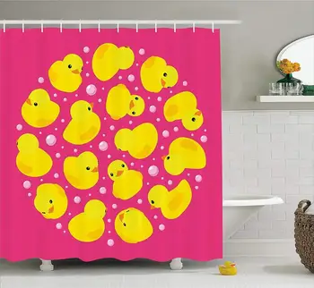 Rubber Duck Shower Curtain Set Fun Baby Duckies Circle Artsy Pattern Kids Bath Toys Bubbles Hot Pink Animal Print Fabric Bathroo 
Rubber Duck Shower Curtain Set Fun Baby Duckies Circle Artsy Pattern Kids Bath Toys Bubbles Hot Pink Animal Print Fabric Bathroo