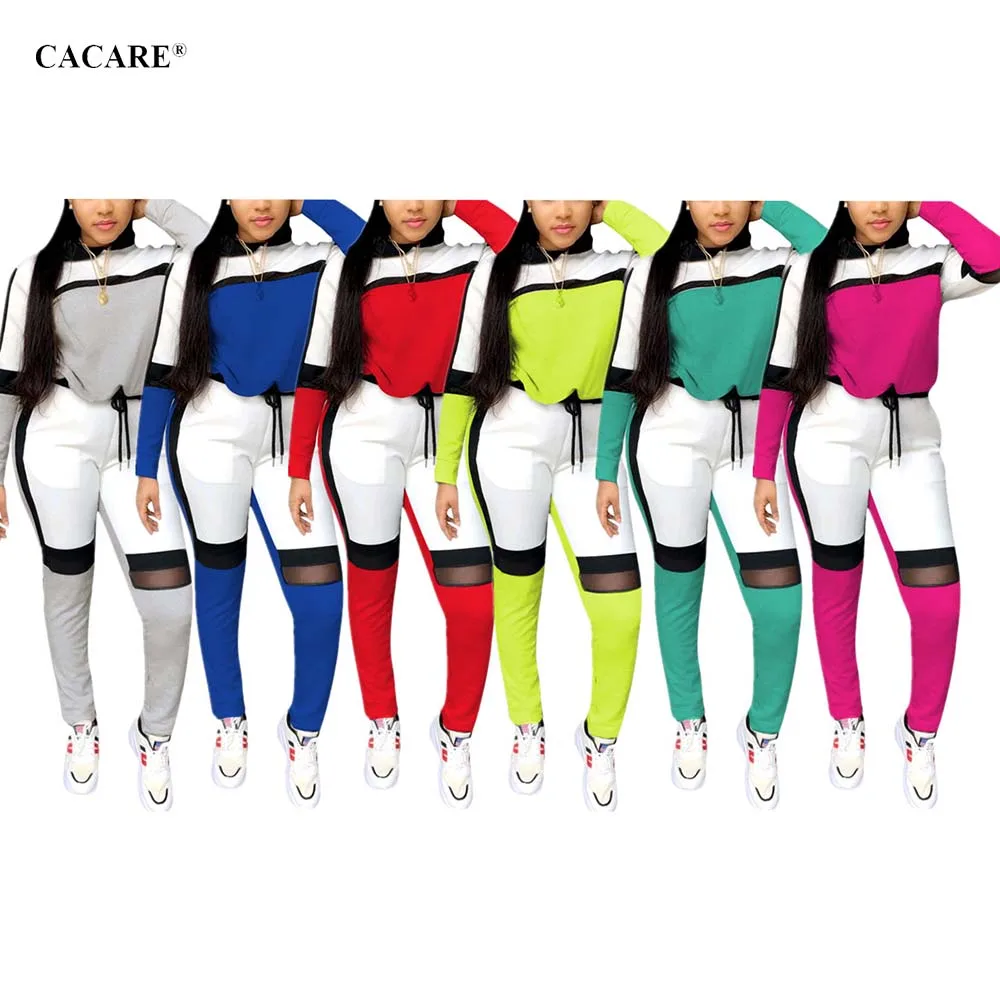 

2 Piece Pants Sets Outfits Women Joggers 2 Piece Tracksuit Biker Set Sweatsuits Two Piece Set Top Pants F2990 Long Sleeve CACARE