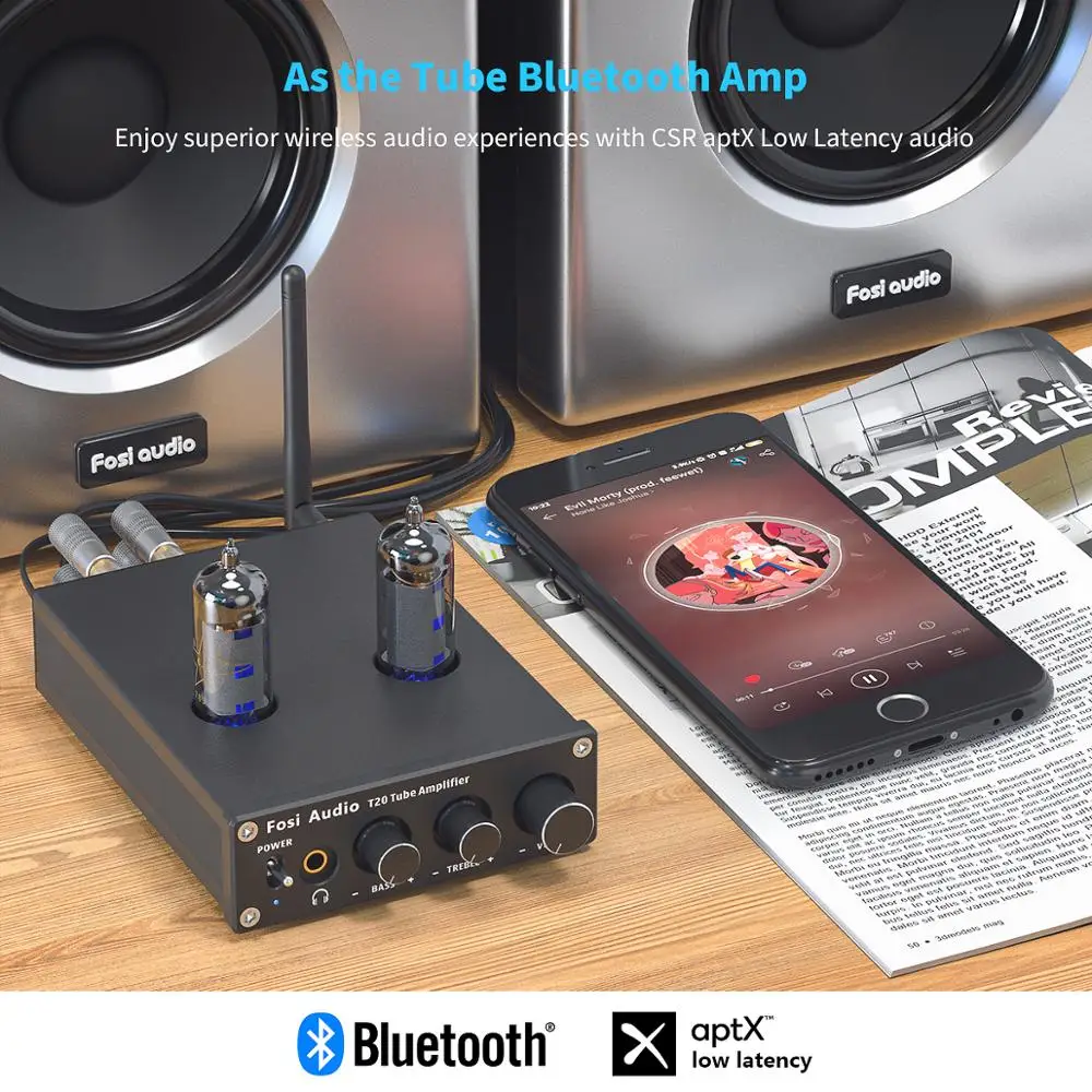 Fosi аудио Bluetooth трубчатый усилитель стерео 50 Вт TPA3116D2 мощности портативный для