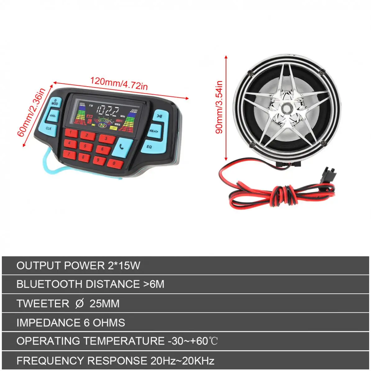 30W DC 12V Motorcycle Bluetooth Mp3 Intelligent Stereo Music Player Waterproof with USB TF Interface and Display Screen
30W DC 12V Motorcycle Bluetooth Mp3 Intelligent Stereo Music Player Waterproof with USB TF Interface and Display Screen