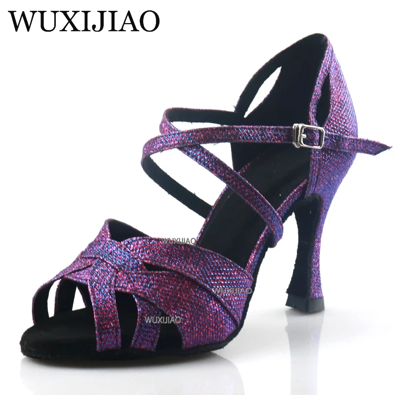 Женская танцевальная обувь фиолетового цвета со звездами Обувь для латинских