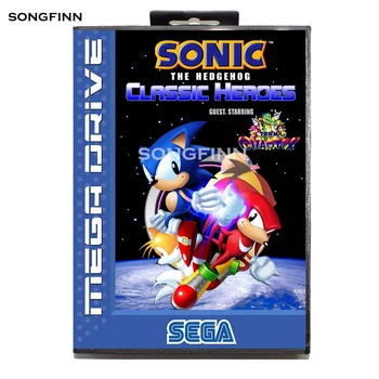 16 bit MD Memory Card With Box for Sega Mega Drive for Genesis Megadrive - Sonic The Hedgehog Classic Heroes