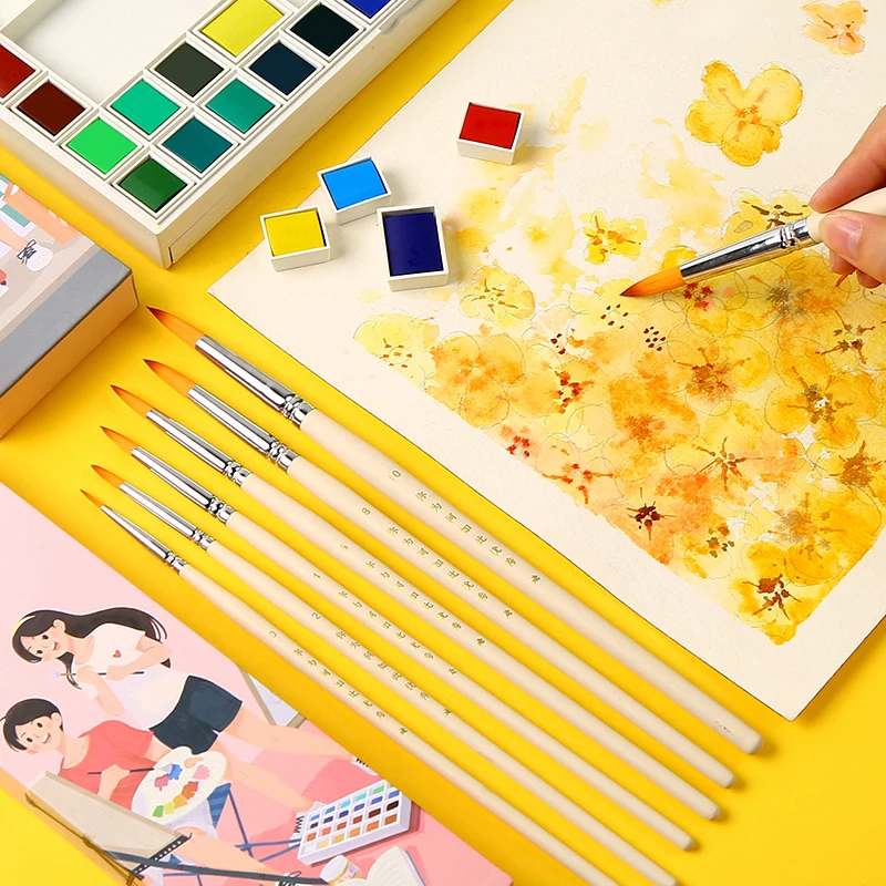 7Pcs Premium Different Shape Round Pointed Art Painting Brushes Artistic Watercolor Brush Set for Gouache Wash Mop Art Painting
7Pcs Premium Different Shape Round Pointed Art Painting Brushes Artistic Watercolor Brush Set for Gouache Wash Mop Art Painting
