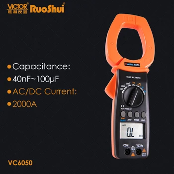 RuoShui VC6050 Digital Clamp Meter Multimeter AC DC 2000A Auto Range 4000 Counts Resistance Capacitance Amperimetro Electrical
RuoShui VC6050 Digital Clamp Meter Multimeter AC DC 2000A Auto Range 4000 Counts Resistance Capacitance Amperimetro Electrical