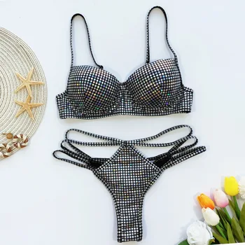 Bikini Women Shining hard cup Sequin Bathing Suit
Bikini Women Shining hard cup Sequin Bathing Suit