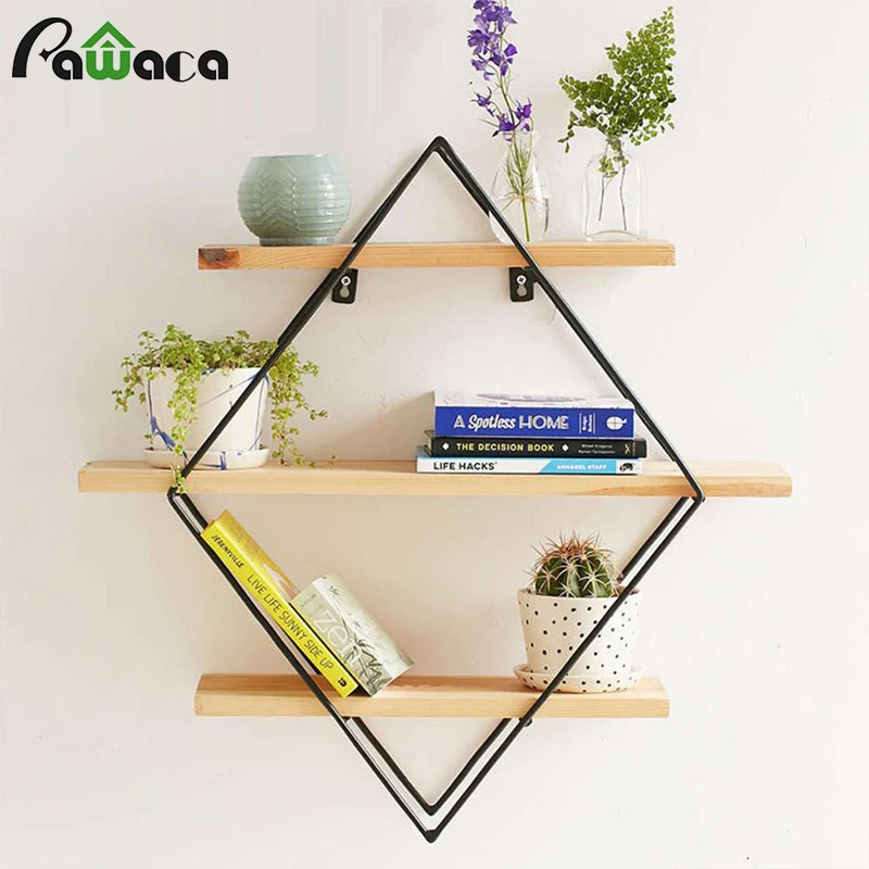 Geometric Metal Wood Shelf Rack Storage Display Wall-Mounted Crafts Flower Pot Book Storage Shelf Home Room Wall Hanging Decor
Geometric Metal Wood Shelf Rack Storage Display Wall-Mounted Crafts Flower Pot Book Storage Shelf Home Room Wall Hanging Decor