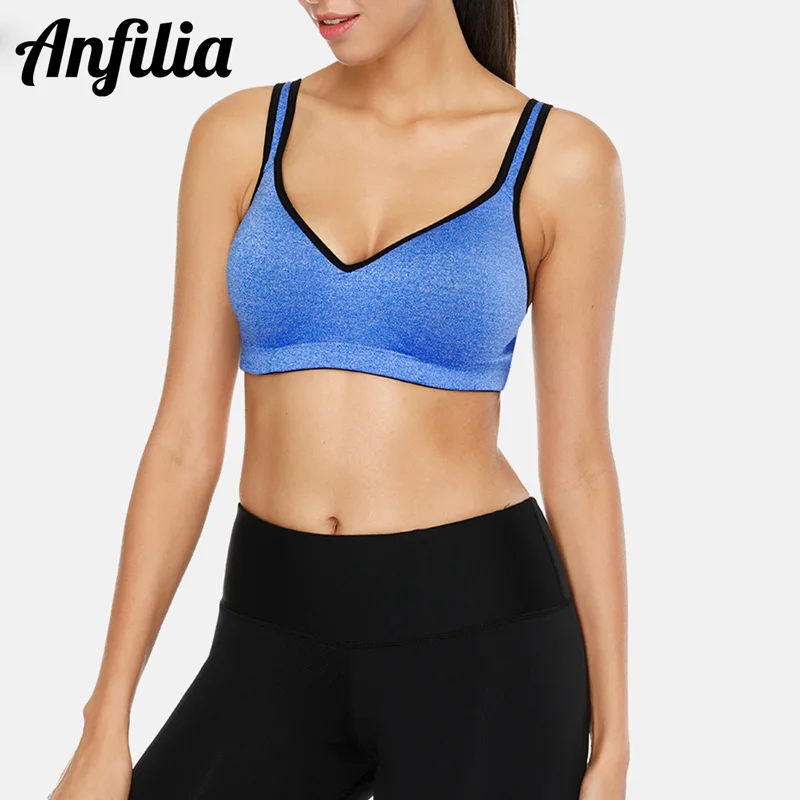 

Anfilia Women Sports Bra Medium Impact Backcross Yoga Bra Push up Running Workout Bra Underwear Fitness Sports Top Running Bras