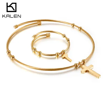 Kalen Simple Design Women Cross Jewelry Sets Stainless Steel Twist Chain Collar Necklace Bracelets Sets For Women Party Bijoux
Kalen Simple Design Women Cross Jewelry Sets Stainless Steel Twist Chain Collar Necklace Bracelets Sets For Women Party Bijoux