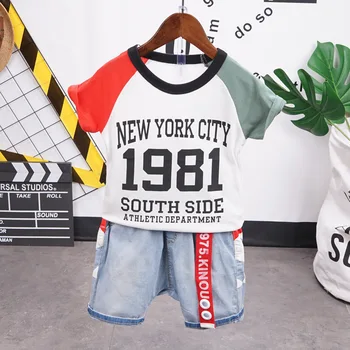 2PCS WLG Boys Boutique Clothes Kids Summer Patchwork Letter Printed T Shirt and Denim Blue Cartoon Short Set Baby Boy Outfits
2PCS WLG Boys Boutique Clothes Kids Summer Patchwork Letter Printed T Shirt and Denim Blue Cartoon Short Set Baby Boy Outfits