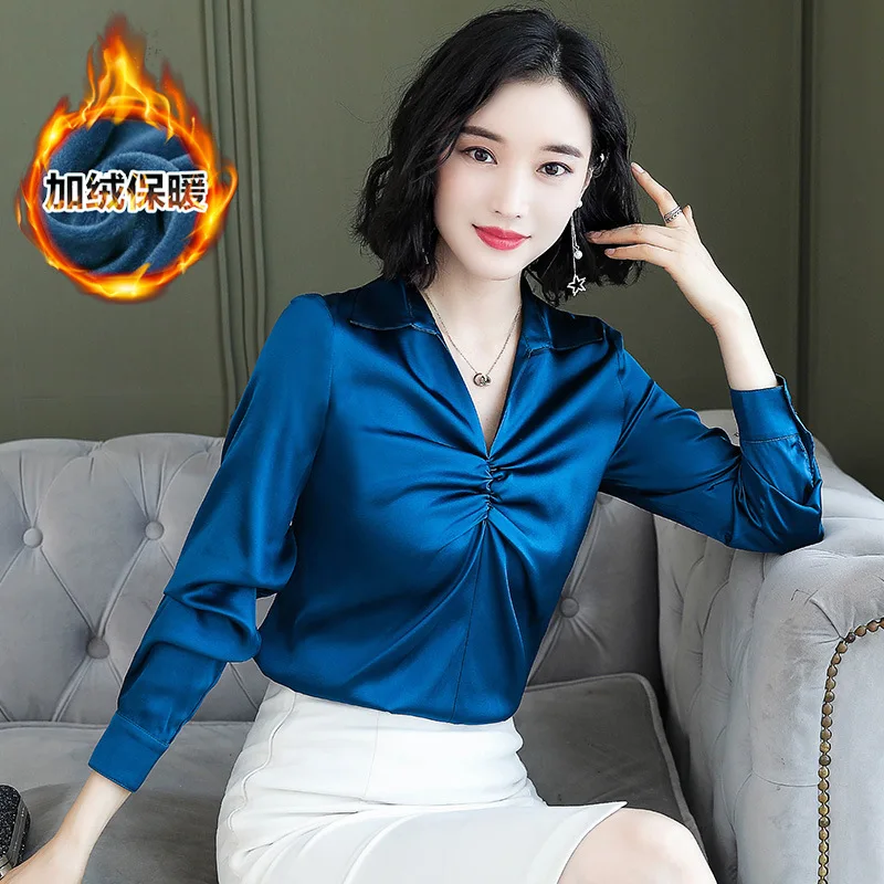 2019 Autumn New Style Imitated Silk Fabric Shirt Women's Sense of Design Non-mainstream V-neck Charade Mulberry Silk Shirt Long
2019 Autumn New Style Imitated Silk Fabric Shirt Women's Sense of Design Non-mainstream V-neck Charade Mulberry Silk Shirt Long