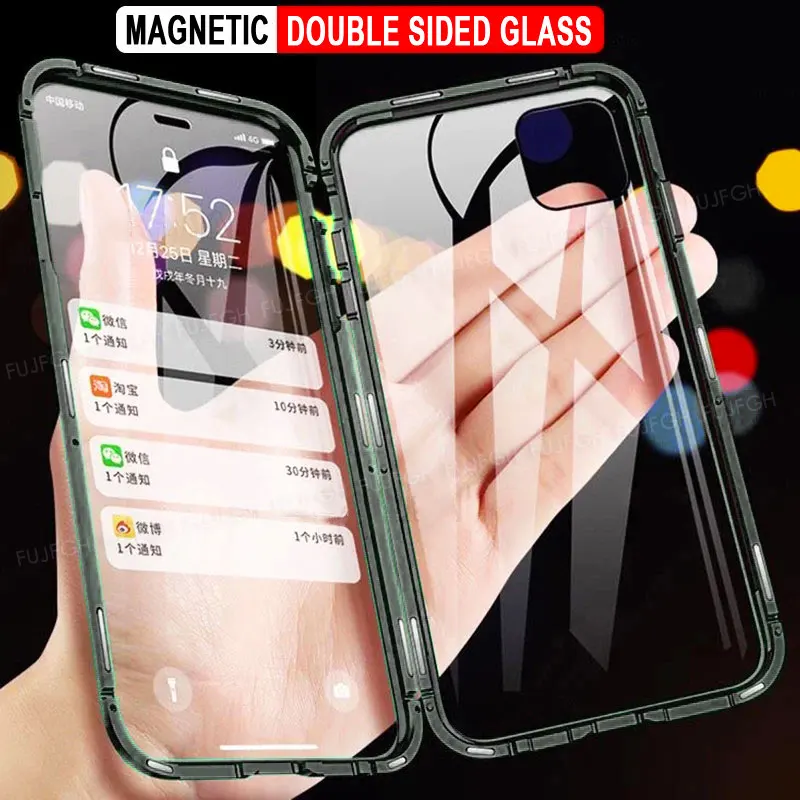360 Magnetic Adsorption Metal Case For iPhone 12 Mini 11 Pro X XS Max XR 8 7 6s Plus Double-Sided Glass Cover For iPhone 12 Case
360 Magnetic Adsorption Metal Case For iPhone 12 Mini 11 Pro X XS Max XR 8 7 6s Plus Double-Sided Glass Cover For iPhone 12 Case