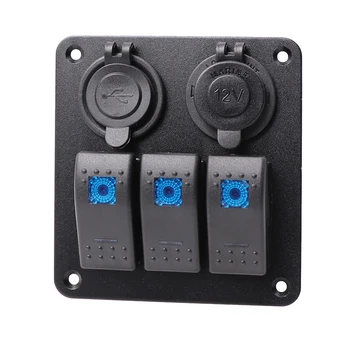 New Style 3 Gang Boat Car Switch Panel Marine Rocker Switch Panel 12~24V Circuit Control Car Dual USB Charger with Blue LED
New Style 3 Gang Boat Car Switch Panel Marine Rocker Switch Panel 12~24V Circuit Control Car Dual USB Charger with Blue LED