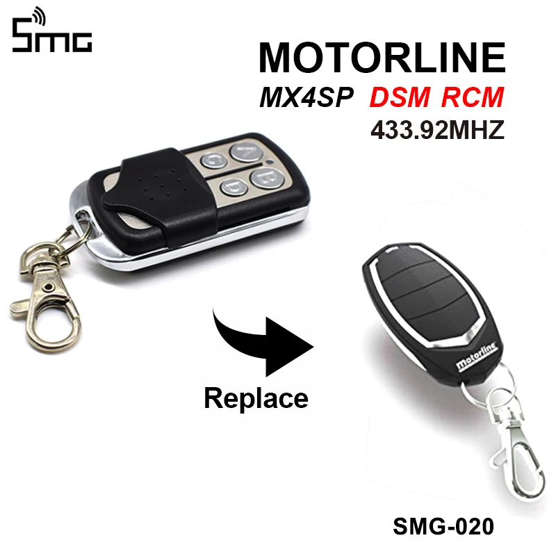 

Remote gate control MOTORLINE key duplicator MOTORLINE MX4SP RCM DSM garage door opener 433.92MHz command key chain for barrier