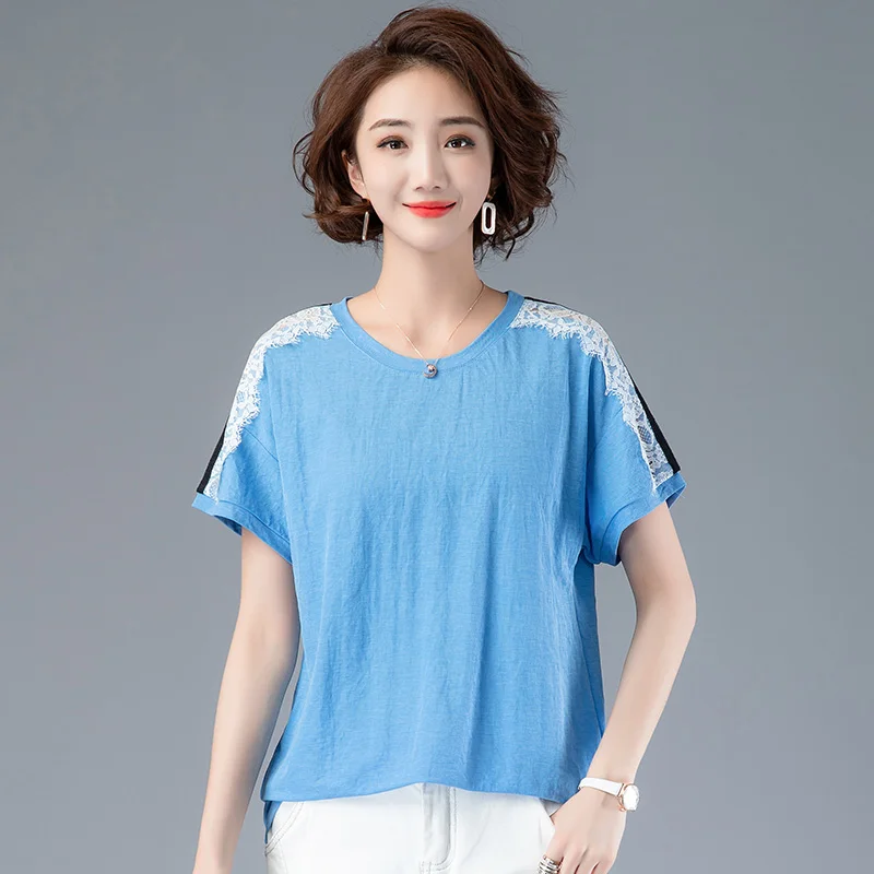 Korean Summer Loose Blue Lace T-shirt Blusas Femininas 2020 Comfortable Female Large Size Women Tops Oversize Blusa Mujer K2025
Korean Summer Loose Blue Lace T-shirt Blusas Femininas 2020 Comfortable Female Large Size Women Tops Oversize Blusa Mujer K2025