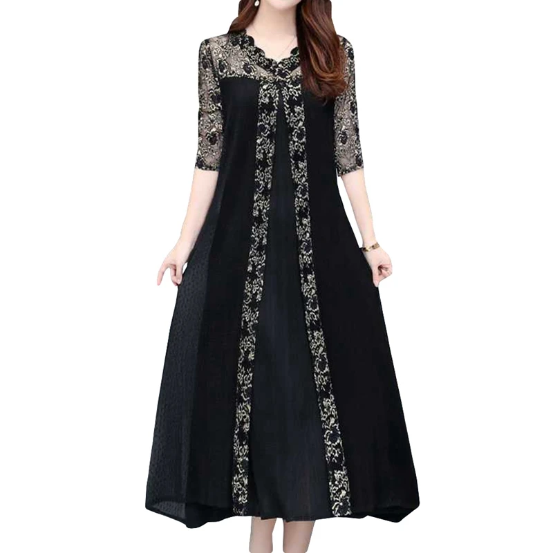 2020 Summer European and American Temperament Dress Loose Five-point Sleeve Lace Women's Plus Size Big Swing Long Dress 2XL 3XL
2020 Summer European and American Temperament Dress Loose Five-point Sleeve Lace Women's Plus Size Big Swing Long Dress 2XL 3XL