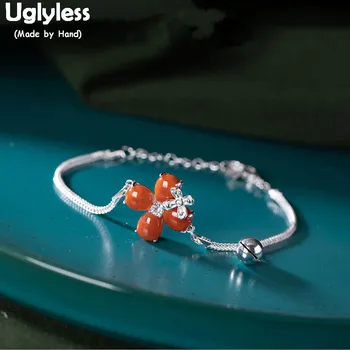 Uglyless Pretty Coral red Agate Clover Bracelets for Women Thin Chains Bracelet Real 925 Sterling Silver Bell Fine Jewelry BR329
Uglyless Pretty Coral red Agate Clover Bracelets for Women Thin Chains Bracelet Real 925 Sterling Silver Bell Fine Jewelry BR329