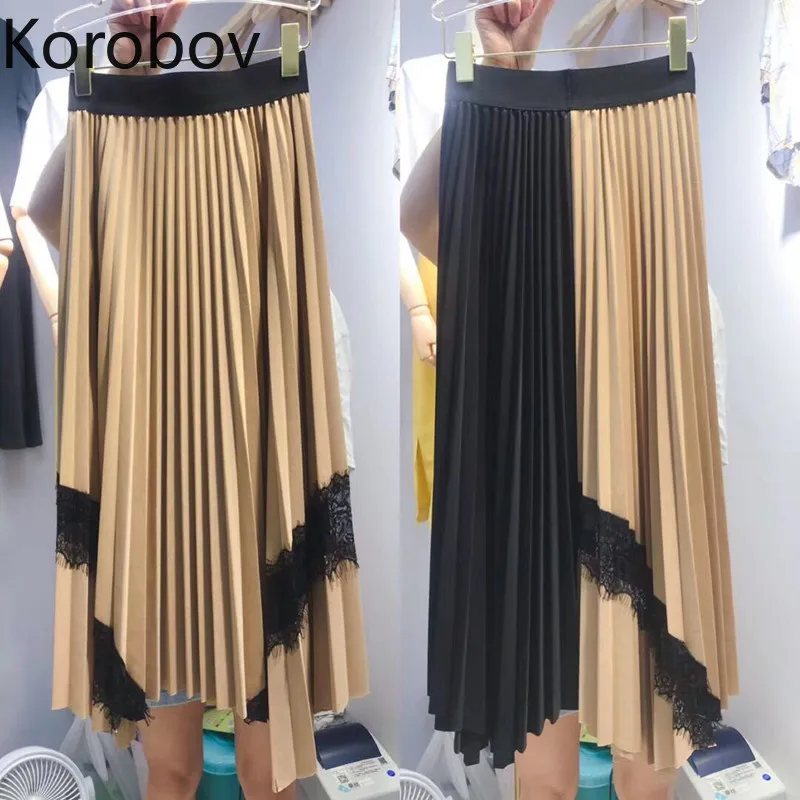 Korobov Korean Women Skirt Hit Color Patchwork Harajuku Lace Pleated Skirts Vintage Irregular Autumn Winter Faldas 78881
Korobov Korean Women Skirt Hit Color Patchwork Harajuku Lace Pleated Skirts Vintage Irregular Autumn Winter Faldas 78881
