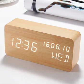 Wooden LED Digital Alarm Clock Voice Control Multifunction Colorful LED Table Clock with Calendar Week Electronic Desk Watch
Wooden LED Digital Alarm Clock Voice Control Multifunction Colorful LED Table Clock with Calendar Week Electronic Desk Watch