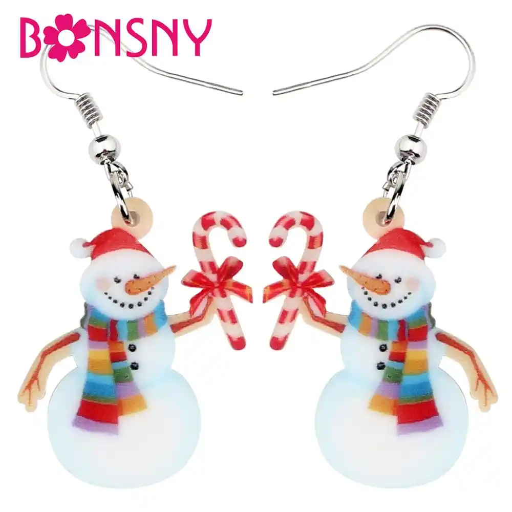 bonsny acrylic christmas colorful scarf santa claus candy cane