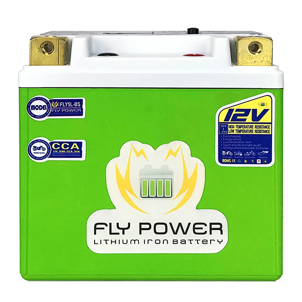 

FLYPOWER LiFePO4 Motorcycle Lithium ion Battery 12V 36Wh CCA 180A BMS Lithium iron Phosphate Scooter Batteries Replace YTX5L-BS