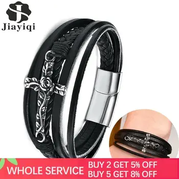Rose Cross Charm Bracelet Men Multi Layer Leather Rope Chain Bangle Stainless Steel Magnet Clasp Cuff Jewelry Male Birthday Gift
Rose Cross Charm Bracelet Men Multi Layer Leather Rope Chain Bangle Stainless Steel Magnet Clasp Cuff Jewelry Male Birthday Gift