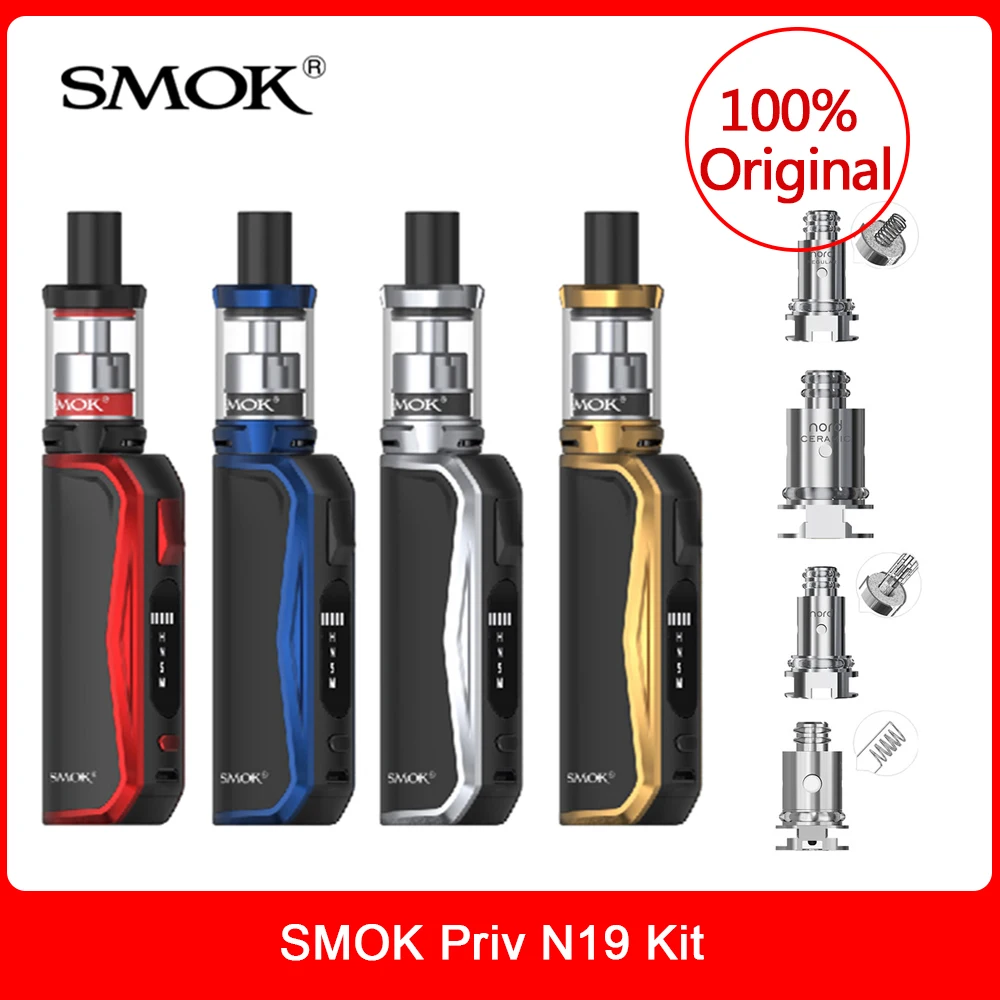 

New Original SMOK Priv N19 Kit 30W 1200mah Battery M/S/N/H & 2ML Nord 19 Tank Nord Mesh MTL Coil E-Cigarette Vaporizer vape kit