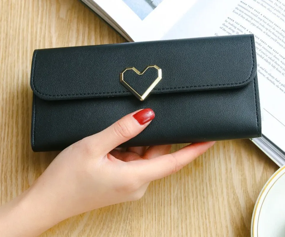 Фото Женские кошельки с сердечками бумажники для дам и девушек держатель карт