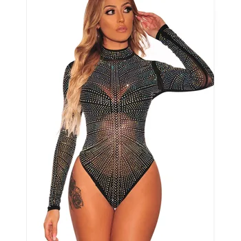 Sexy Turtleneck Rhinestone Mesh Bodysuit Women Jumpsuit Party Body Top Bodysuit Leotard Black DLM32346
Sexy Turtleneck Rhinestone Mesh Bodysuit Women Jumpsuit Party Body Top Bodysuit Leotard Black DLM32346