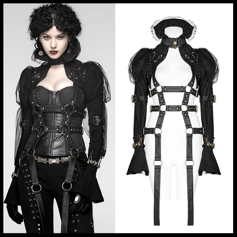 PUNK RAVE Women Steampunk Black Short Jacket with PU Adjustable Belt Party Personality Gothic Jackets Halloween Perform Costume
PUNK RAVE Women Steampunk Black Short Jacket with PU Adjustable Belt Party Personality Gothic Jackets Halloween Perform Costume