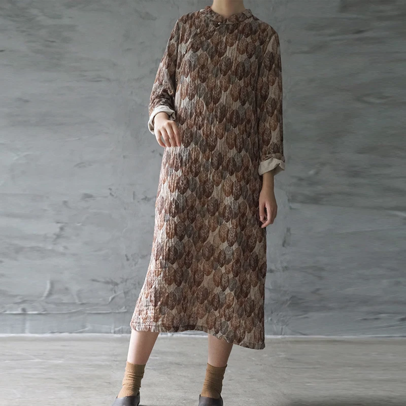 Johnature Simple Comfortable Pockets Stand Floral Print Autumn Cheongsam Dress 2019 New Loose Retro Long Sleeve Female Dresses
Johnature Simple Comfortable Pockets Stand Floral Print Autumn Cheongsam Dress 2019 New Loose Retro Long Sleeve Female Dresses