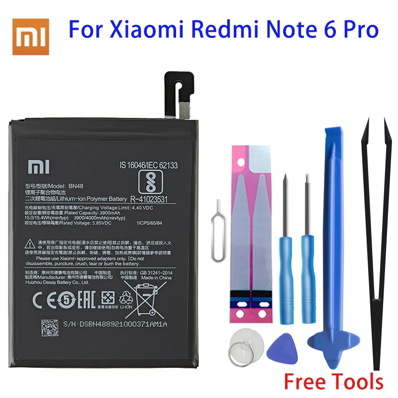 Xiao Mi Original Phone Battery BN48 4000mAh for Xiaomi Redmi Note 6 Pro High Quality Replacement Batteries Retail Package +Tools
Xiao Mi Original Phone Battery BN48 4000mAh for Xiaomi Redmi Note 6 Pro High Quality Replacement Batteries Retail Package +Tools