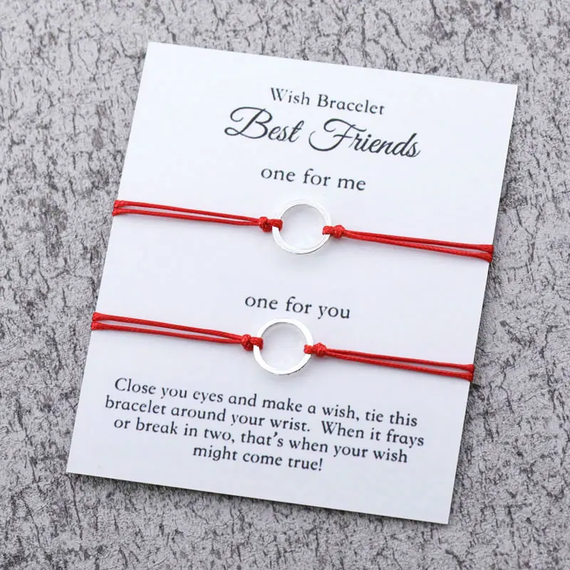 2Pcs/Set Best Friend Silver Circle Wish Bracelet for Women Men Adjustable Red Rope Friendship Couple Bracelets DIY Jewelry
2Pcs/Set Best Friend Silver Circle Wish Bracelet for Women Men Adjustable Red Rope Friendship Couple Bracelets DIY Jewelry