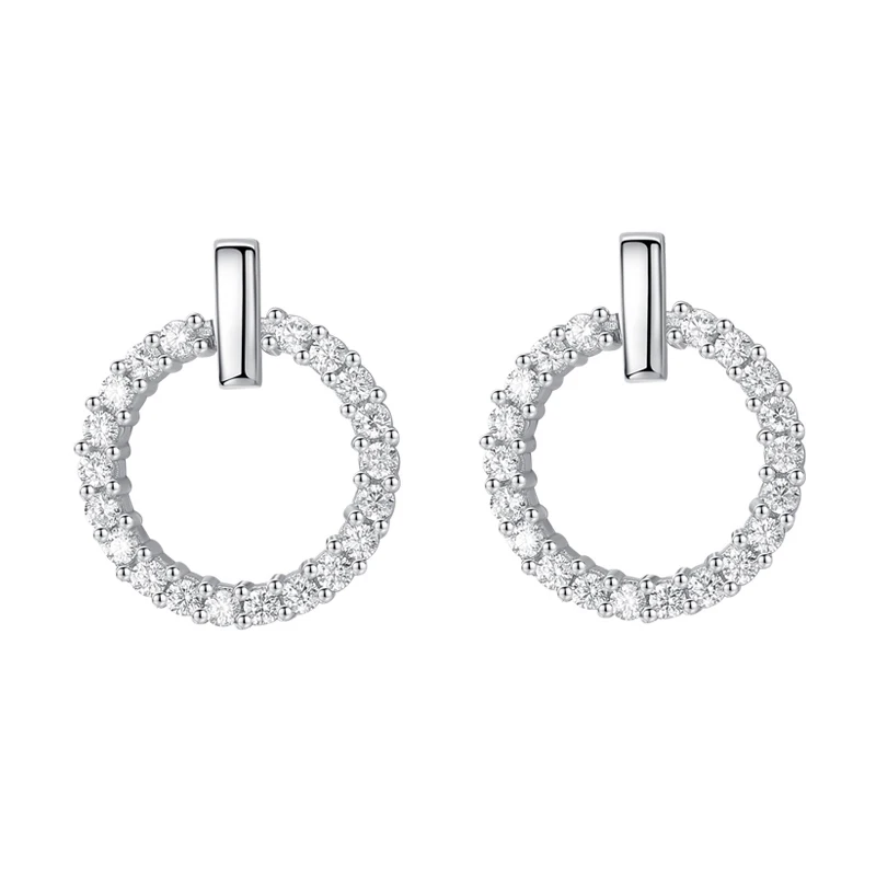 LByzHan – boucles d'oreilles rondes en argent Sterling 100% véritable 925 avec strass, bijoux géométriques pour femmes 6