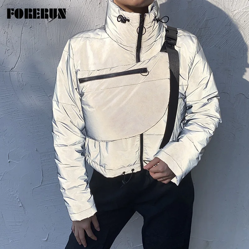FORERUN Reflective Jacket Women Winter Cropped Puffer Coat with Chest Bag Stand Collar Bubble Jackets Warm Parka Chaqueta Mujer
FORERUN Reflective Jacket Women Winter Cropped Puffer Coat with Chest Bag Stand Collar Bubble Jackets Warm Parka Chaqueta Mujer