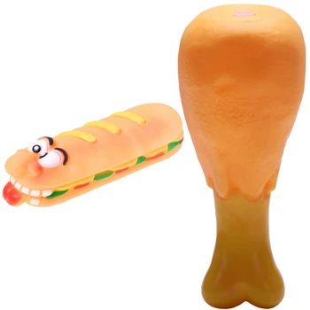 Funny Vinyl Sandwich Squeaky Dog Cat Pet Chew Toy with 13cm Length Yellow Chicken Leg Textured Dumbbell Toy
Funny Vinyl Sandwich Squeaky Dog Cat Pet Chew Toy with 13cm Length Yellow Chicken Leg Textured Dumbbell Toy