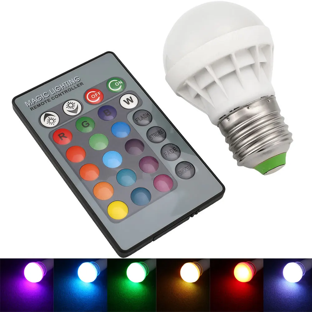 3W LED E27 Lights RGB Bulb IR 4 Modes AC Remote Control Changing Color 85-265V Lamp MP3 &Amp; Media Players Bluetooth PC 24Key
3W LED E27 Lights RGB Bulb IR 4 Modes AC Remote Control Changing Color 85-265V Lamp MP3 &Amp; Media Players Bluetooth PC 24Key