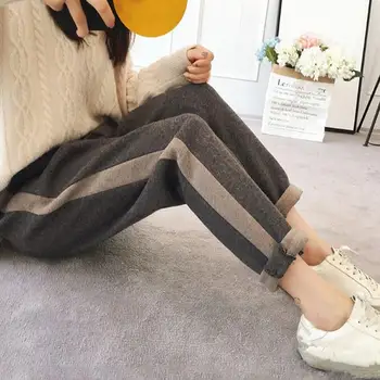 Winter Thicken High Waist Pants Women Stripe Patchwork Drawstring Elastic Waist Woolen Pants Elegant Loose Trousers
Winter Thicken High Waist Pants Women Stripe Patchwork Drawstring Elastic Waist Woolen Pants Elegant Loose Trousers