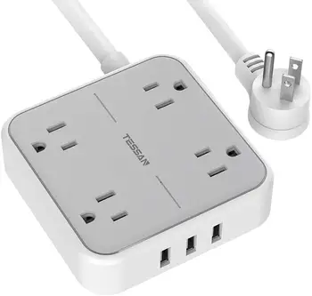 TESSAN Power Strip with 3 USB Ports 4 Outlets 5ft Extension Cord US Plug Compact Size Charging Station for Home Office Socket
TESSAN Power Strip with 3 USB Ports 4 Outlets 5ft Extension Cord US Plug Compact Size Charging Station for Home Office Socket