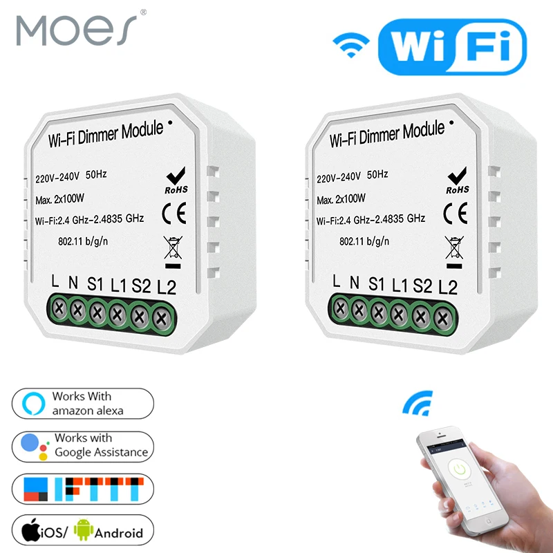 2 Gang DIY WiFi Smart 2 Way Light LED Dimmer Module Switch Smart Life/Tuya APP Remote Control Work with Alexa Google Home
2 Gang DIY WiFi Smart 2 Way Light LED Dimmer Module Switch Smart Life/Tuya APP Remote Control Work with Alexa Google Home