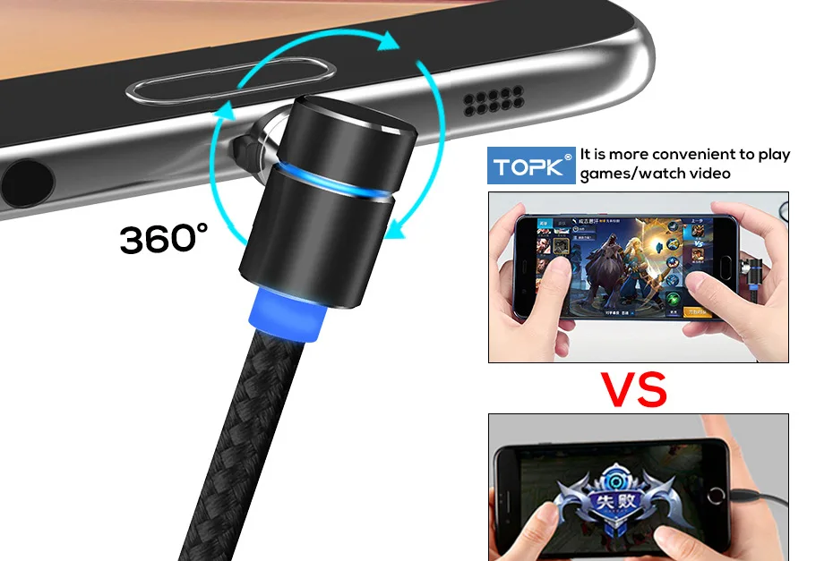 

1M L Plug Magnetic Charging Cable For Type-c Micro USB Mobile Phone 8Pin Blind Suction Nylon Circular Magnetic Data Line