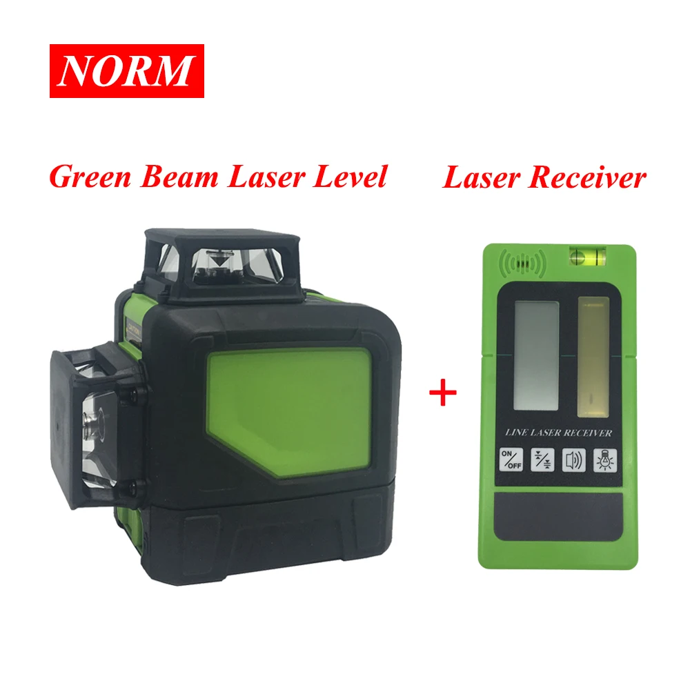 Norm Green Beam Laser Level Self Leveling 360 Horizontal and Vertical 3D 8 lines Laser level plus Line laser receiver clamp
Norm Green Beam Laser Level Self Leveling 360 Horizontal and Vertical 3D 8 lines Laser level plus Line laser receiver clamp