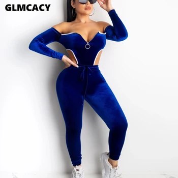 Women Velvet Fitness Sport Two Pieces Set Outfit Long Sleeve Bodysuit + Leggings Drawstring Pants Tracksuits 
Women Velvet Fitness Sport Two Pieces Set Outfit Long Sleeve Bodysuit + Leggings Drawstring Pants Tracksuits