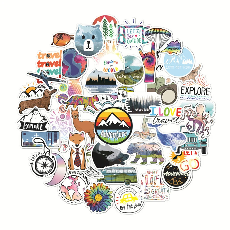 50PCS Camping Travel Stickers for Kids Toy Wilderness Adventure Outdoor Landscape Waterproof Decal Sticker to DIY Laptop Luggage
50PCS Camping Travel Stickers for Kids Toy Wilderness Adventure Outdoor Landscape Waterproof Decal Sticker to DIY Laptop Luggage