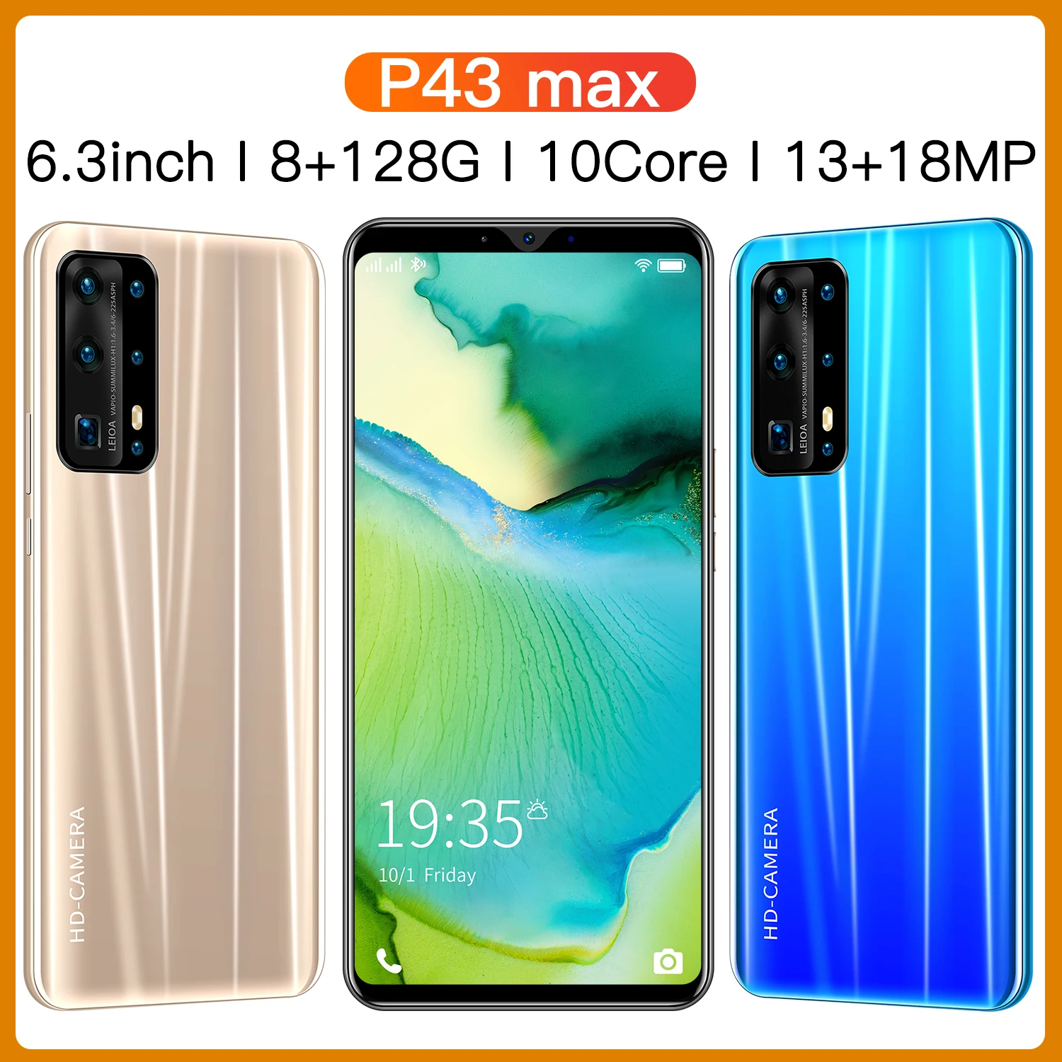 Самый дешевый смартфон P43 Max 6 3 дюймов HD 8 Гб RAM 128 ГБ ROM Android действительный магазин