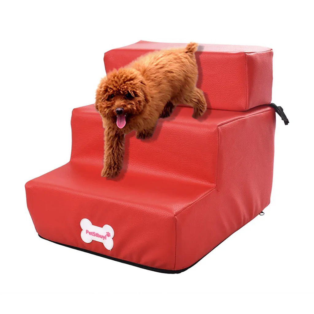 Furniture - Waterproof Leather Foldable Pet Stairs Detachable Pet Bed Cat Dog Ramp 3 Steps Pet Accessories