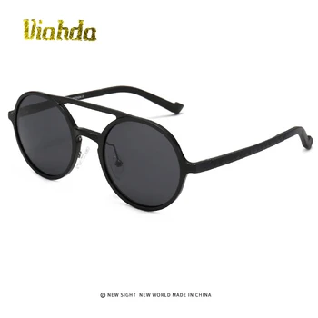 

VIAHDA Aluminum Magnesium Sun glass Men Polarized Sunglasses Round Steampunk Shades Brand Designer Eyewear