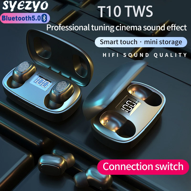 T10 TWS Bluetooth Earphones 9D Stereo Wireless Headphone LED Digital Display Earbuds Mini Music Headset Works On All Smartphones
T10 TWS Bluetooth Earphones 9D Stereo Wireless Headphone LED Digital Display Earbuds Mini Music Headset Works On All Smartphones