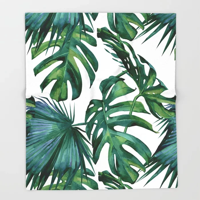 Одеяло с тропическими листьями мультяшный декор для дивана Классическое