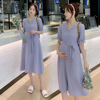 3370# Summer Korean Fashion Maternity Long Dress Elegant Ties Waist Slim Clothes for Pregnant Women Pregnancy Baby Shower Wear
3370# Summer Korean Fashion Maternity Long Dress Elegant Ties Waist Slim Clothes for Pregnant Women Pregnancy Baby Shower Wear