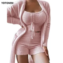 Spring New Soft Flannel Shorts 3 Pieces Set Women Square Collar Drawstring Tops+Shorts+Long Cardigan Homesuit Pajamas Outfits
Spring New Soft Flannel Shorts 3 Pieces Set Women Square Collar Drawstring Tops+Shorts+Long Cardigan Homesuit Pajamas Outfits